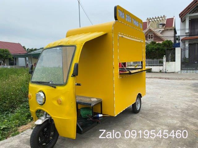 xe ba bánh bán trà sữa, xe bán trà sữa chạy điện
